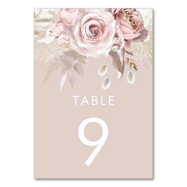 Numéro De Table Réception de mariage Rose Poussiéreuse et Beige Bl (Par défaut)