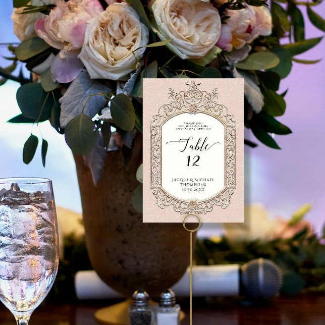 Numéro De Table Réception d'or rose pâle et élégante victorienne (Créateur téléchargé)