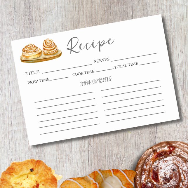 Numéro De Table Recette de petits pains à la cannelle aquarelle (Créateur téléchargé)