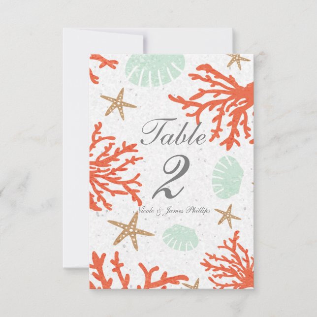 Numéro de table Récif de corail de plage Coquillag (Devant)