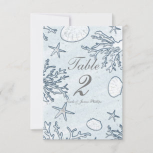 Numéro de table Récif de corail de plage Coquillag