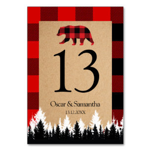 Numéro De Table Red Buffalo Plaid - Numéro de tableau de l'embarca