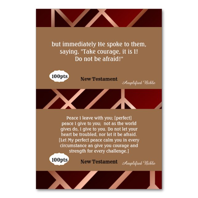 Numéro De Table Red Gold Scripture Card pour jeu (Dos)