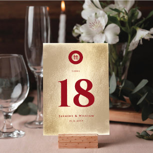 Numéro De Table Red Gold Simple Circle Double Xi Mariage chinois