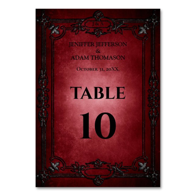 Numéro De Table Red Gothic Halloween Alternative Wedding (Par défaut)