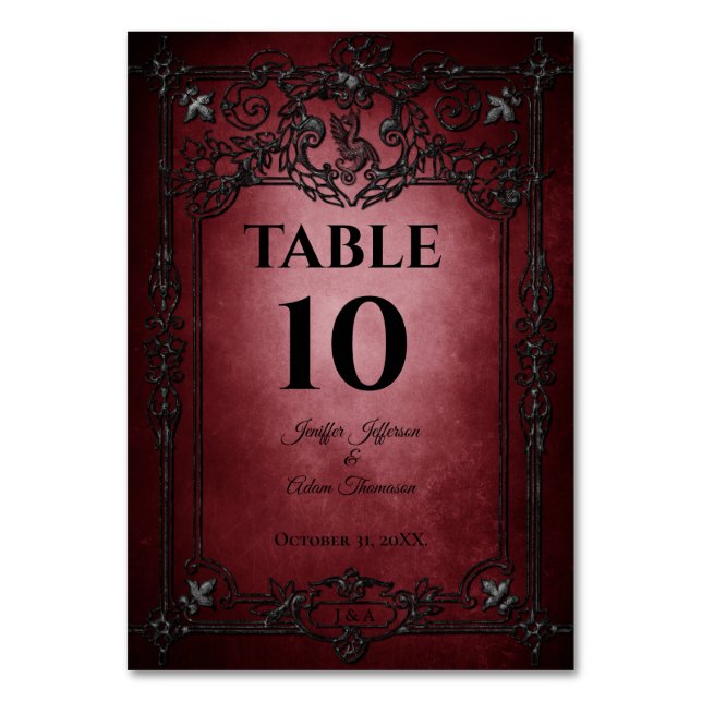 Numéro De Table Red Gothic Halloween Alternative Wedding (Par défaut)