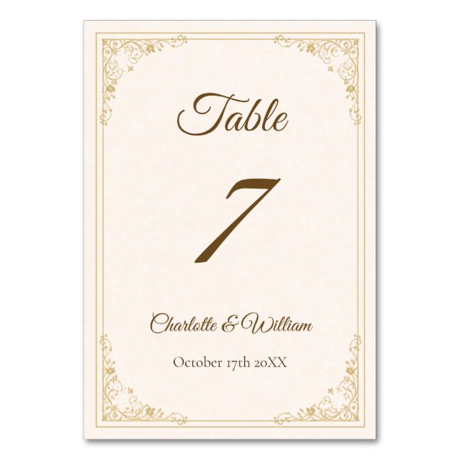 Numéro De Table Refined Gold Frame Wedding Table Number (Par défaut)