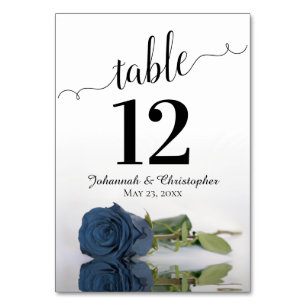 Numéro De Table Reflet Dusty Steel Blue Rose Élégant mariage