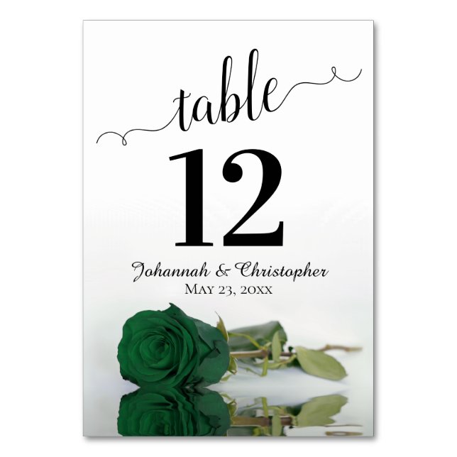 Numéro De Table Reflet Emerald Green Rose Mariage élégant (Par défaut)