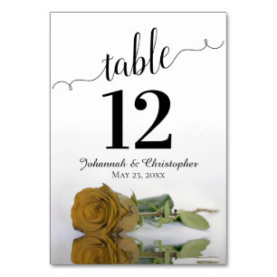 Numéro De Table Reflet Golden Ochre Rose Mariage élégant