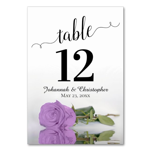 Numéro De Table Reflet Lilac Purple Rose Mariage élégant (Par défaut)