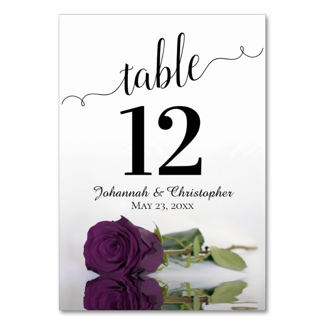 Numéro De Table Reflet Plum violet Rose Élégant mariage (Par défaut)