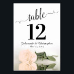 Numéro De Table Reflet Sepia Peach Rose Mariage élégant<br><div class="desc">Ces belles cartes de numéro de table faciliteront la recherche de sièges à votre réception de mariage. Dispose d'un design magnifique avec la calligraphie en dentelle et un seul rose couleur pêche sépia sur son côté avec vagues ondulées et réflexions. Il y a de la place pour les noms du...</div>