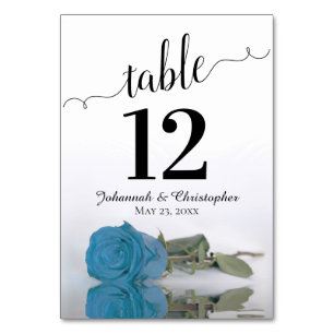 Numéro De Table Reflet Sky Blue Turquoise Rose Élégant mariage