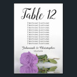 Numéro De Table Réflexion Lilac Purple Rose  siège Mariage<br><div class="desc">Ces cartes de numéro de table vous permettront de trouver facilement votre place à la réception de votre mariage. Elles présentent un design simple mais élégant avec une calligraphie en dentelle et un rose unique couleur violet lilas sur son côté avec des vagues ondulées et des reflets. La carte comprend...</div>