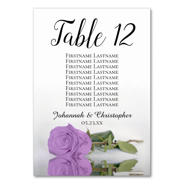 Numéro De Table Réflexion Lilac Purple Rose  siège Mariage (Dos)