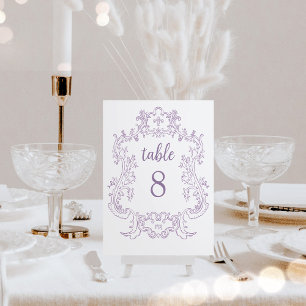 Numéro De Table Regal Lavender Vintage Baroque Frame Mariage