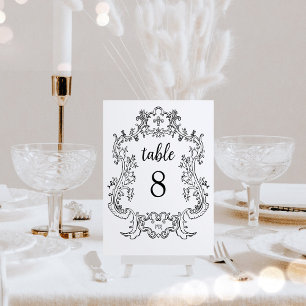 Numéro De Table Regal noir et blanc Cadre baroque Vintage