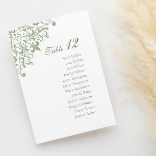 Numéro De Table Régence Française Vert Fleur de Lis Mariage Motif