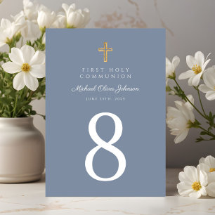 Numéro De Table Religieux Croix Bleue Garçon Première Communion