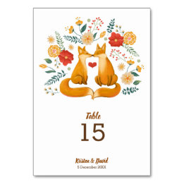 Numéro De Table Renards romantiques et Mariage de feuillage floral