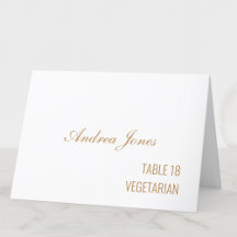 Repas Choix Nom du client Golden Beige Place Card