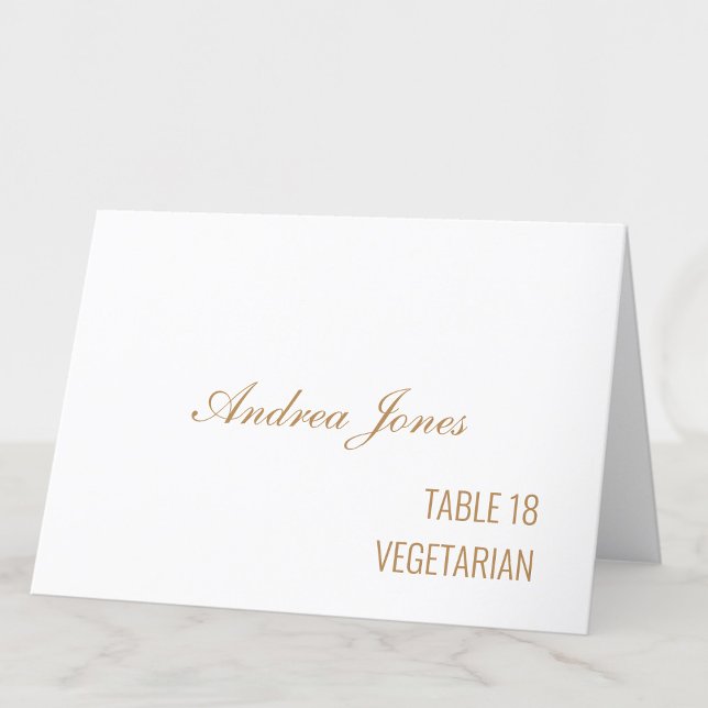 Numéro De Table Repas Choix Nom du client Golden Beige Place Card (Créateur téléchargé)