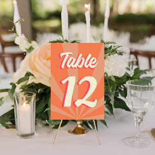 Numéro De Table Retro Super Bold Typographie Colorful Mariage des 