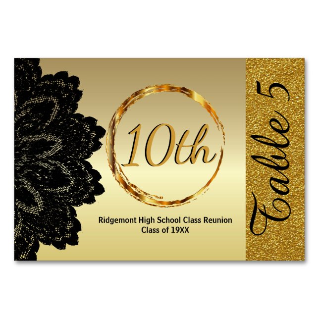 Numéro De Table Réunion de classe d'or personnalisée (Dos)