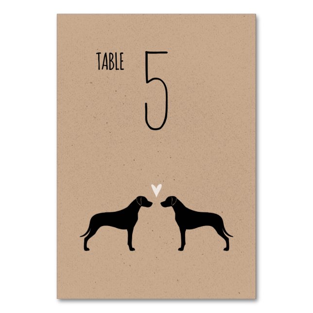 Numéro De Table Rhodesian Ridgeback Silhouettes Réception de maria (Par défaut)