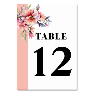 Numéro De Table Rhododendron avec fleurs rose pêche mariage
