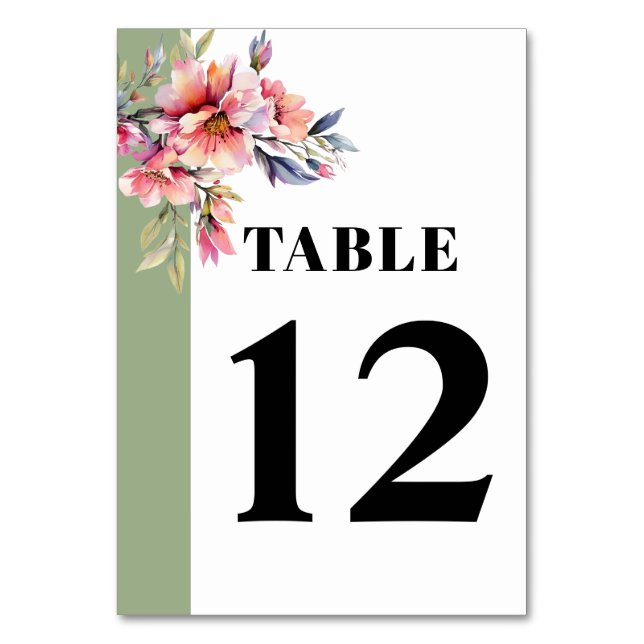 Numéro De Table Rhododendron avec fleurs roses pêche mariage (Dos)