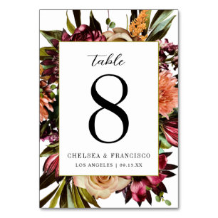 Numéro De Table Richesse du Mariage floral coloré du printemps