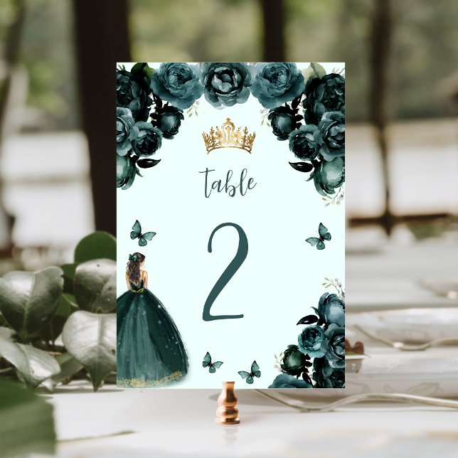 Numéro De Table Robes de princesse florale verte émeraude pour Qui (Créateur téléchargé)