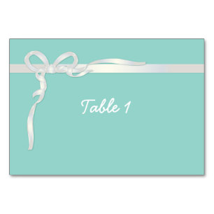 Numéro De Table Robin's Egg Blue Jewelry Box avec ruban blanc