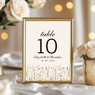 Numéro De Table Romantic Boho Wedding with Wildflowers