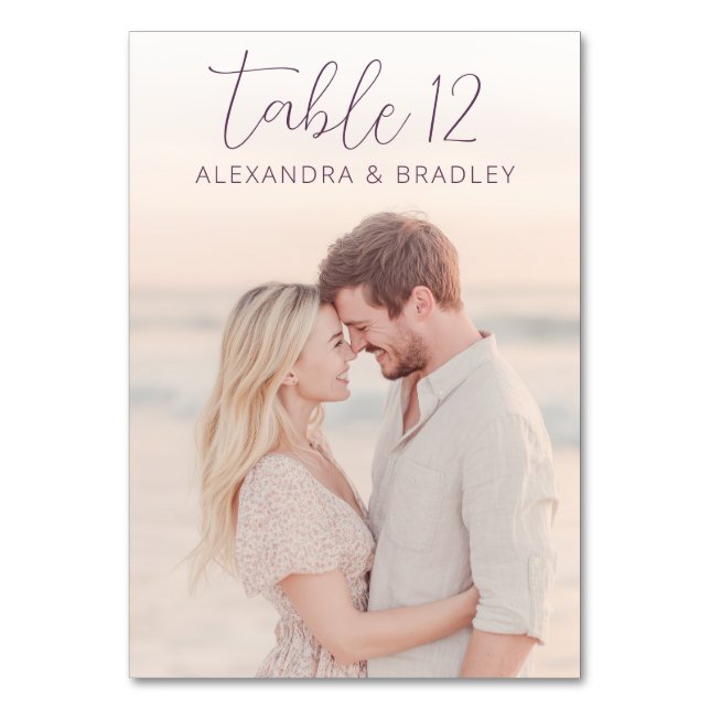 Numéro De Table Romantic Pastel Beach Photo (Dos)