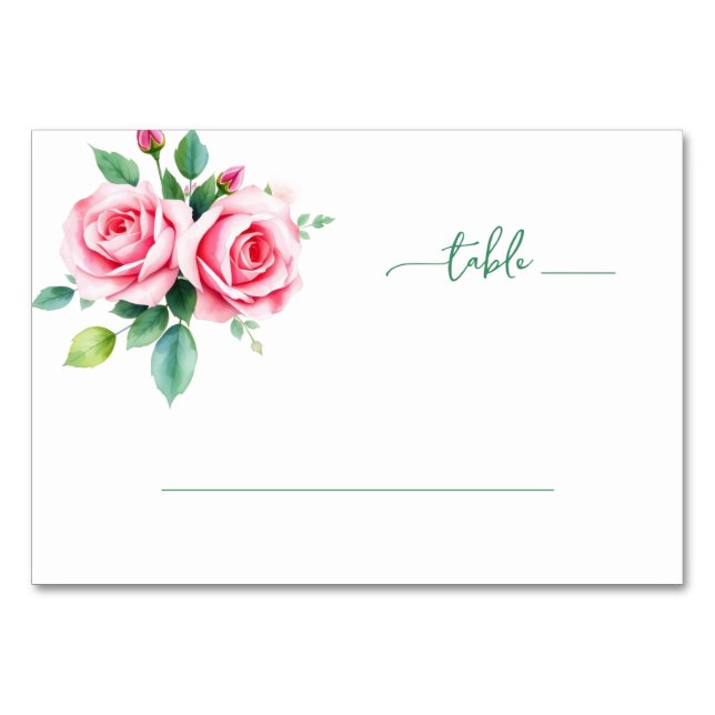 Numéro De Table Romantic Pink Floral Digital Illustration (Devant)