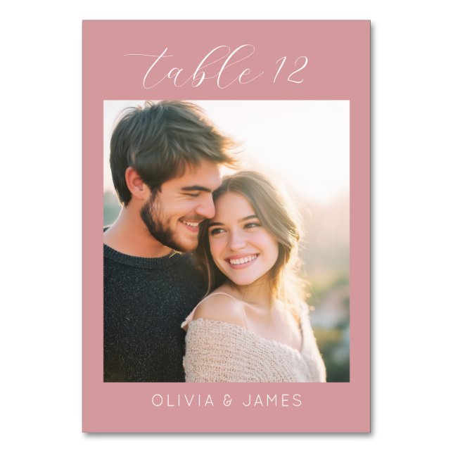 Numéro De Table Romantic Pink Minimalist Photo (Par défaut)