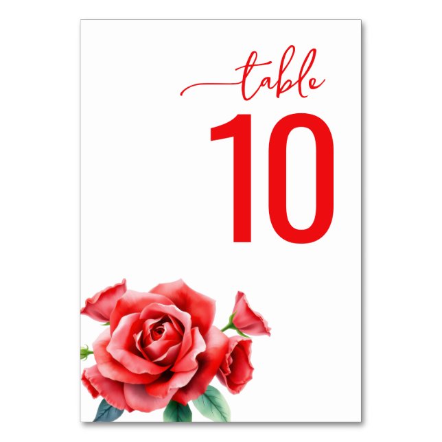 Numéro De Table Romantic Red Floral Table Card (Par défaut)