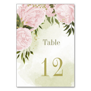 Numéro De Table Romantique fleurs roses verdure botanique