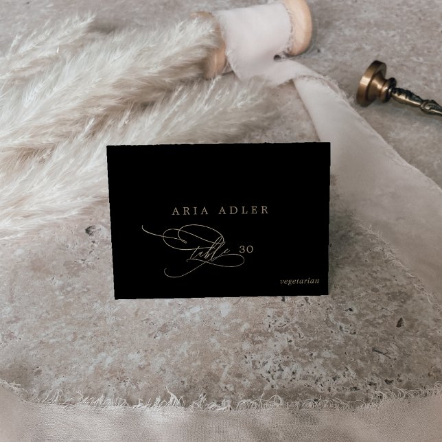 Numéro De Table Romantique Gold et Black Menu Option Placer les ca (Créateur téléchargé)