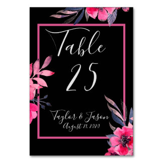 Numéro De Table Romantique Hot rose Joli Mariage de script floral