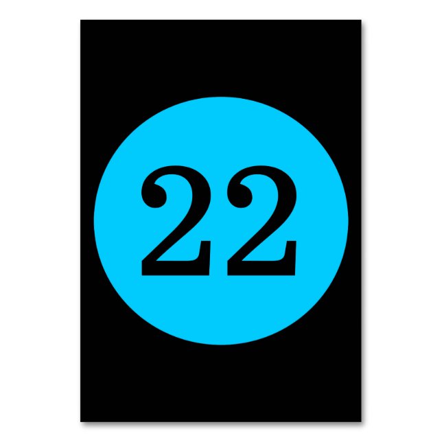 Numéro de table rond bleu aqua et noir (Par défaut)
