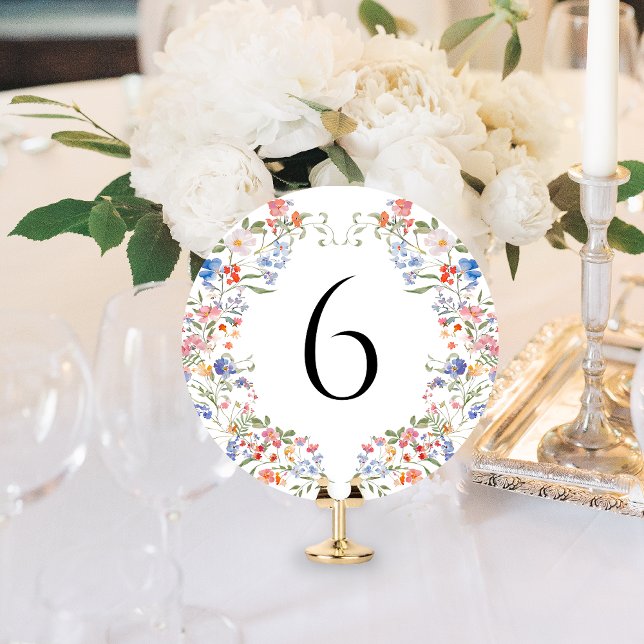 Numéro de table rond floral Fleurs sauvages coloré (Créateur téléchargé)