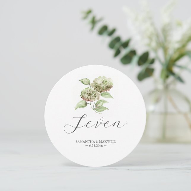 Numéro de table rond pour mariage aux hortensias (Debout devant)