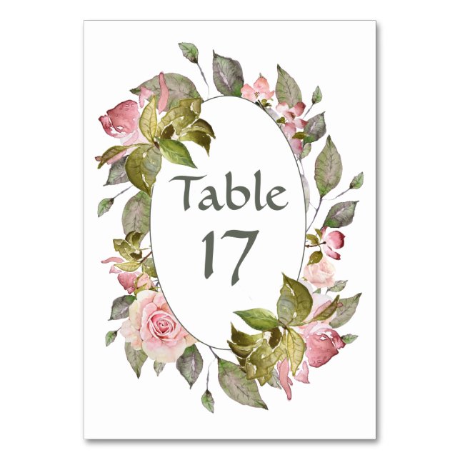 Numéro De Table Rose Aquarelle Mariage rose pâle (Par défaut)