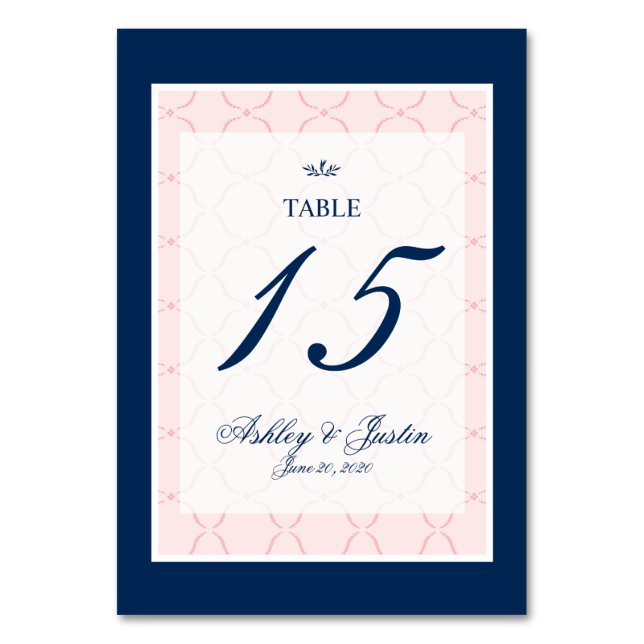 Numéro De Table Rose, bleu marine Mariage traditionnel Numéro de t (Par défaut)