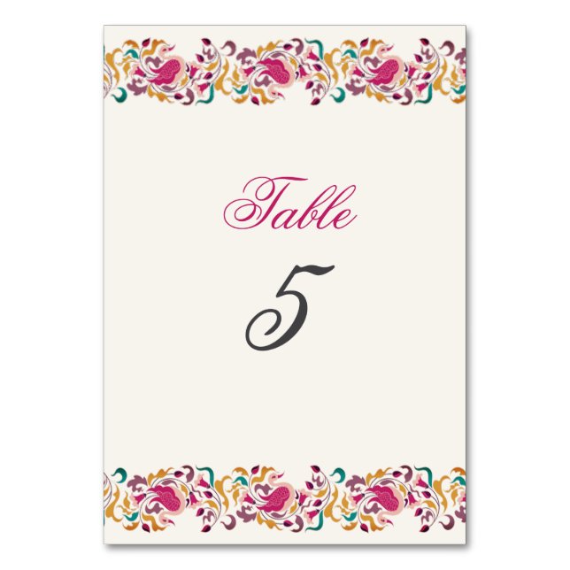 Numéro De Table Rose Classique Verte Jaune Floral Cygne Oiseau Mar (Dos)