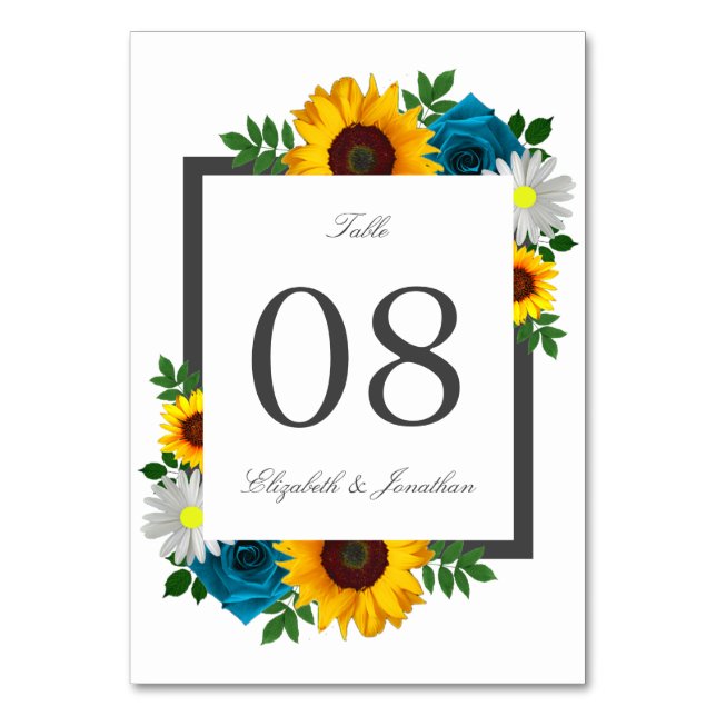 Numéro De Table Rose de tournesol Daisy Floral Mariage (Par défaut)
